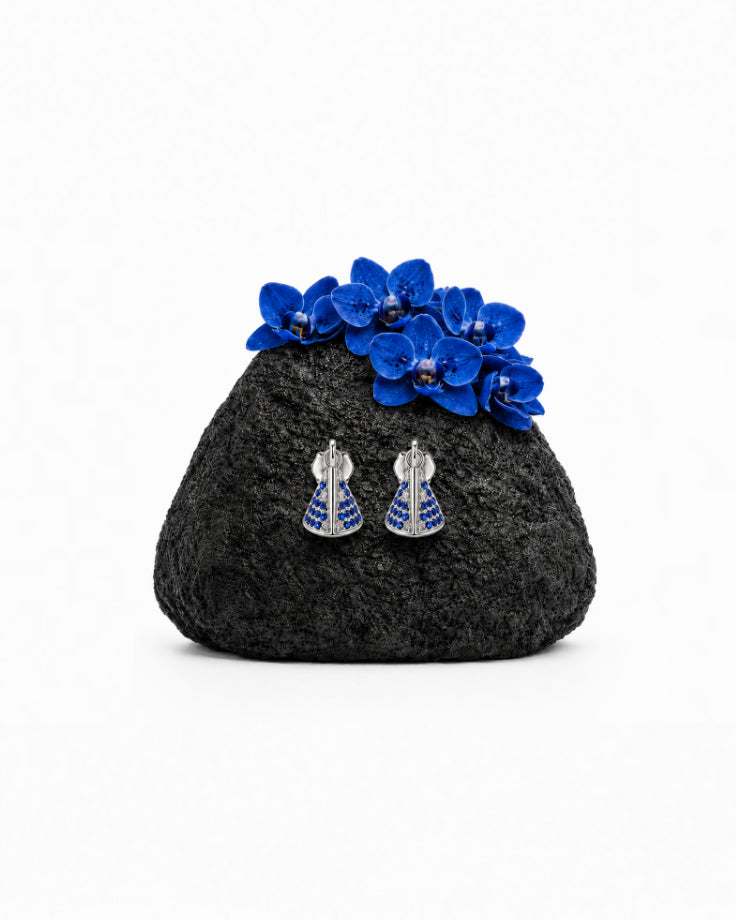 Brincos Femininos Atlântida em Prata 925 com Zircônia Azul