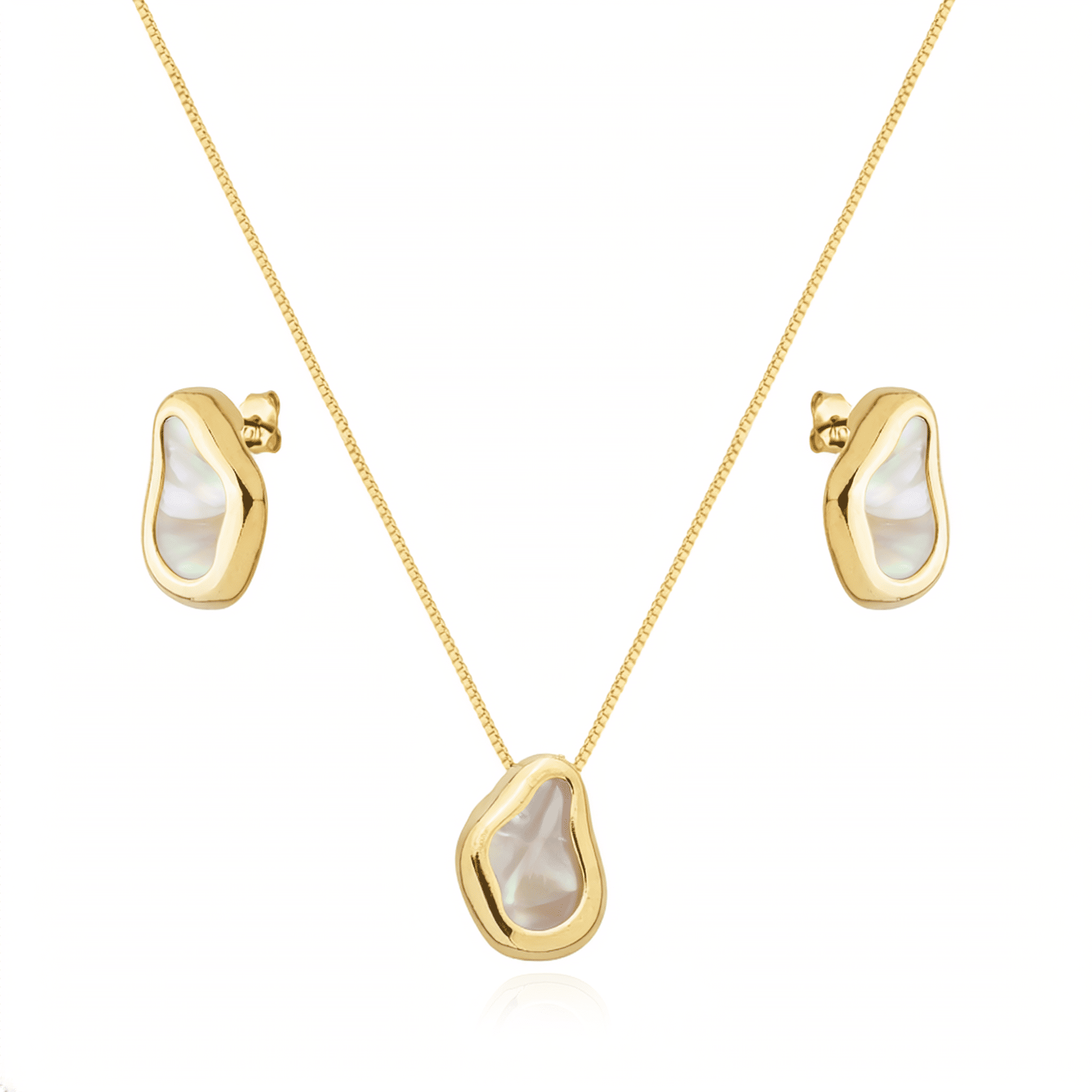 Conjunto Dourado Formato Orgânico Madrepérola