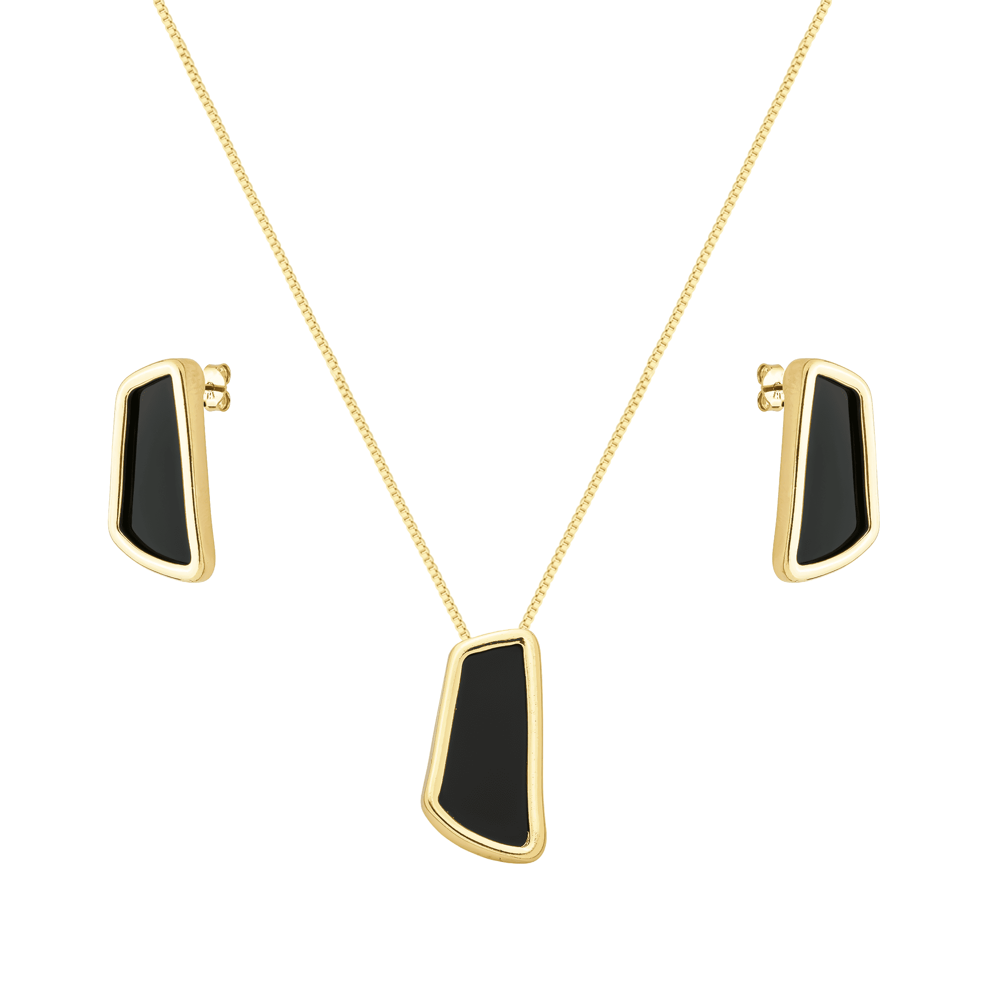 Conjunto Dourado Estilo Orgânico Preto