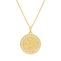 Colar Dourado Medalha São Miguel Arcanjo Cravejado de Zircônia
