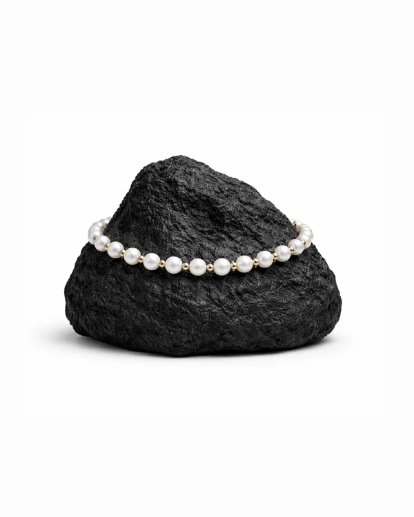 Pulseira Feminina Pérolas da Ilha Lemúria banhada em ouro 24k