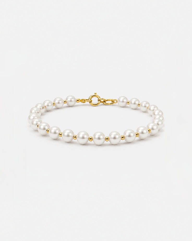 Pulseira Feminina Lemúria Banhada em Ouro 24k com Pérolas