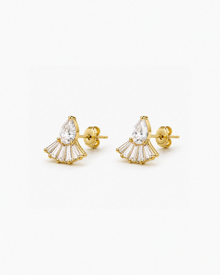 Brincos Femininos Alarivelle Banhados a Ouro 24k com Zircônia
