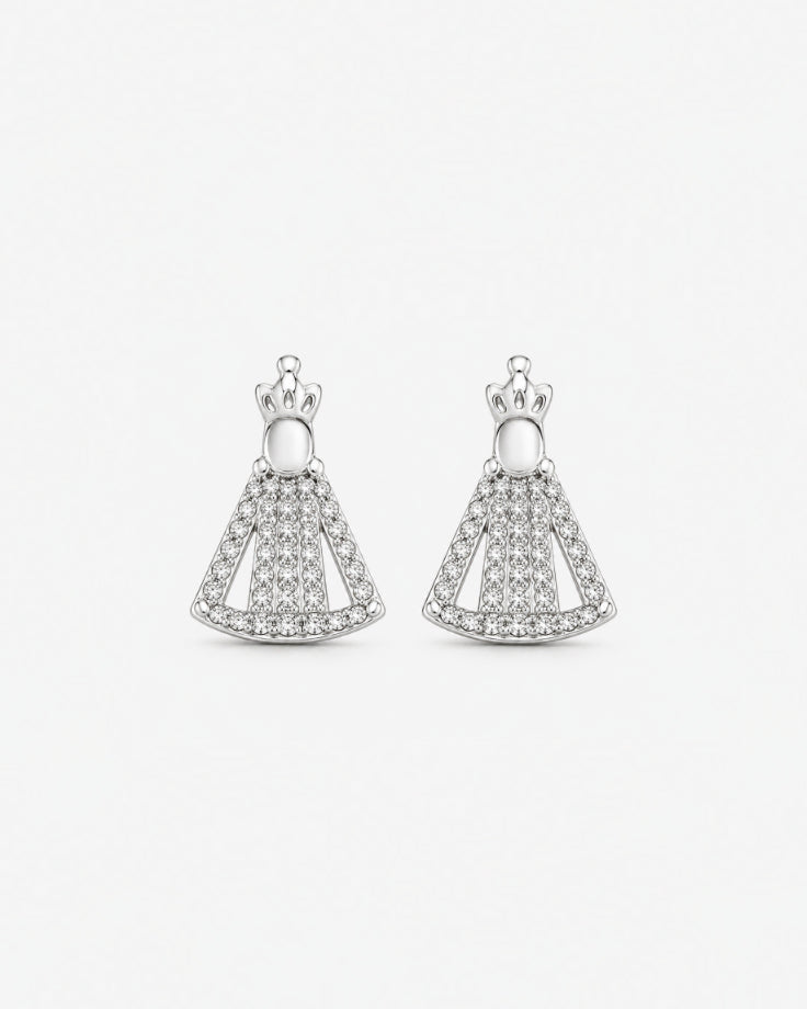 Brincos Femininos Véu Celestial em Prata 925 com Zircônia