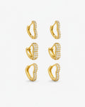 Brincos Femininos Trio Celestial Banhados a Ouro 24k com Zircônia