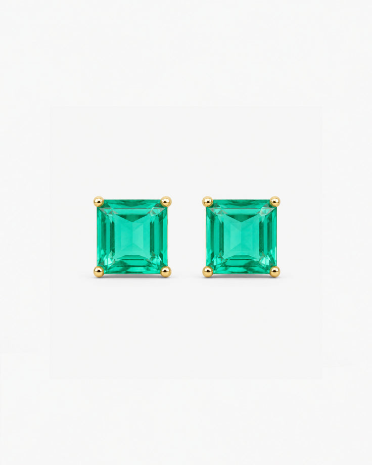 Brincos Femininos Tsavo Banhados a Ouro 24k com Zircônia Verde