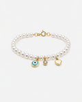 Pulseira Feminina Durdana em Ouro 24k com Pérolas e Zircônia