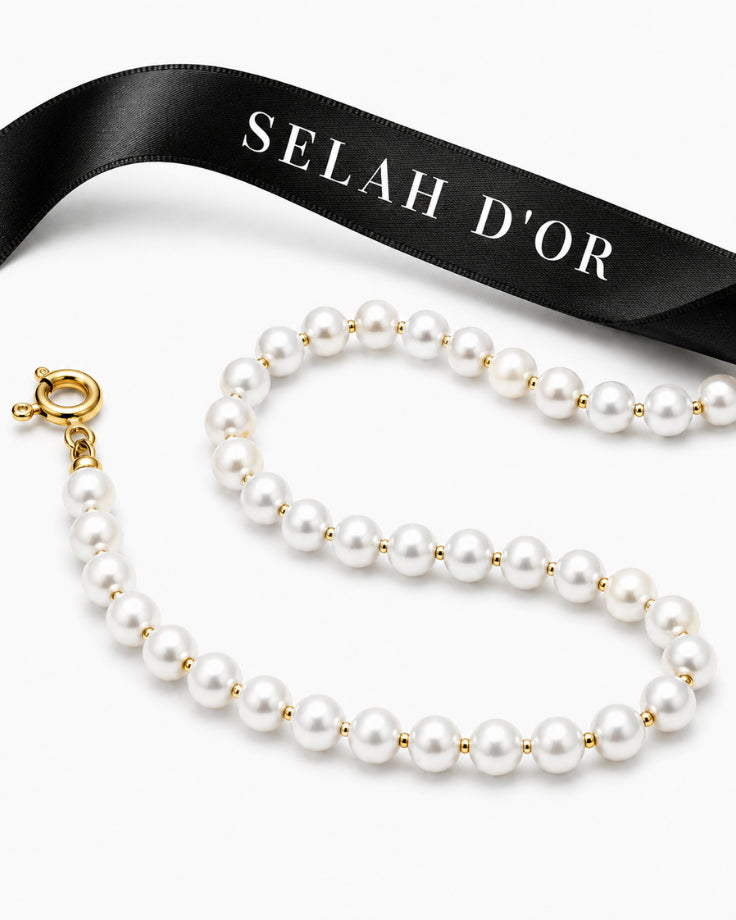 Pulseira Feminina Lemúria Banhada em Ouro 24k com Pérolas
