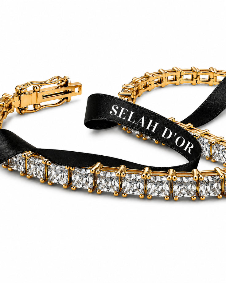 Pulseira Gandara em Ouro 24k com Zircônia