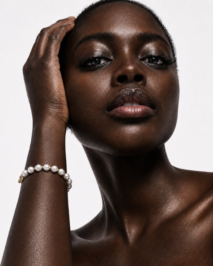 Pulseira Feminina Lemúria Banhada em Ouro 24k com Pérolas