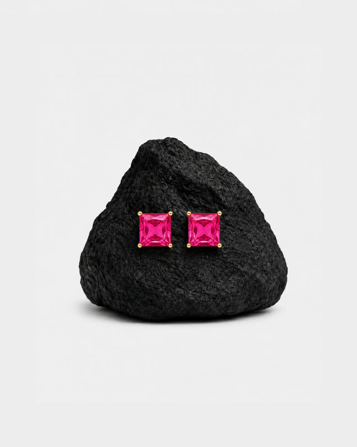Brincos Femininos Socotra Banhados a Ouro 24k com Zircônia Rosa