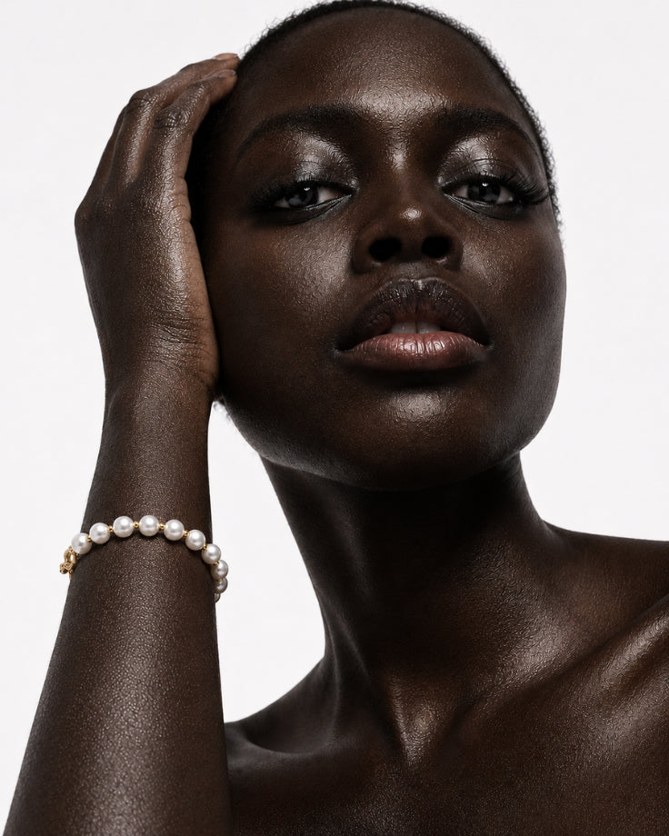 Pulseira Feminina Pérolas da Ilha Lemúria banhada em ouro 24k