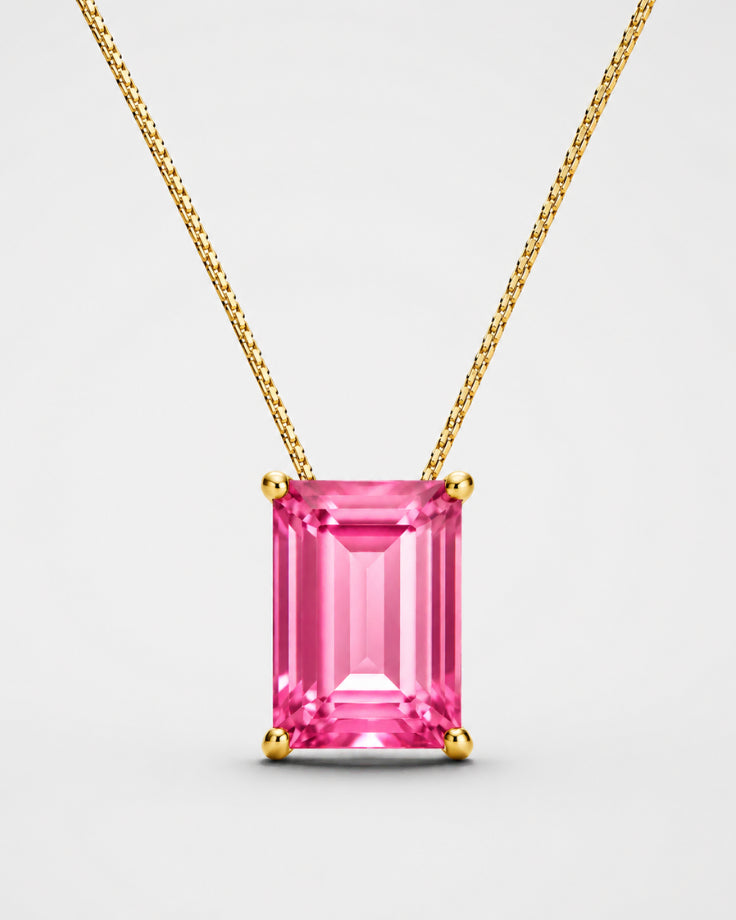 Colar Feminino Rhodon Banhado a Ouro 24k com Zircônia Rosa
