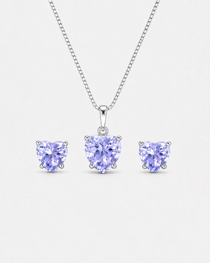 Conjunto Feminino Borealis em Prata 925 com Zircônia Lilás