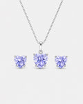 Conjunto Feminino Borealis em Prata 925 com Zircônia Lilás