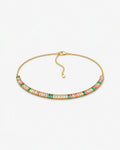 Colar Choker Áurea de Ophir em Ouro 24k com Zircônias Coloridas