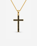 Colar Cruz Emmanuel Alpha et Omega Banhado em Ouro 24k 
