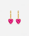 Brincos Coração Rosa Rosivelle com Zircônia Banhado a Ouro 24K