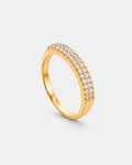 Anel Feminino Andrômeda — Faixa Cravejada em Ouro 24k com Zircônia