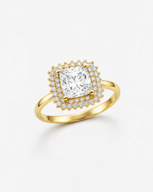 Anel Feminino Coroa Alba Banhado a Ouro 24k com Zircônia