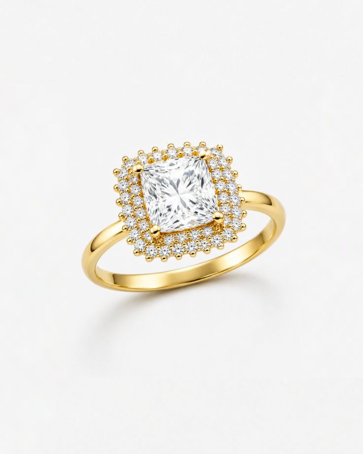 Anel Feminino Coroa Alba Banhado a Ouro 24k com Zircônia