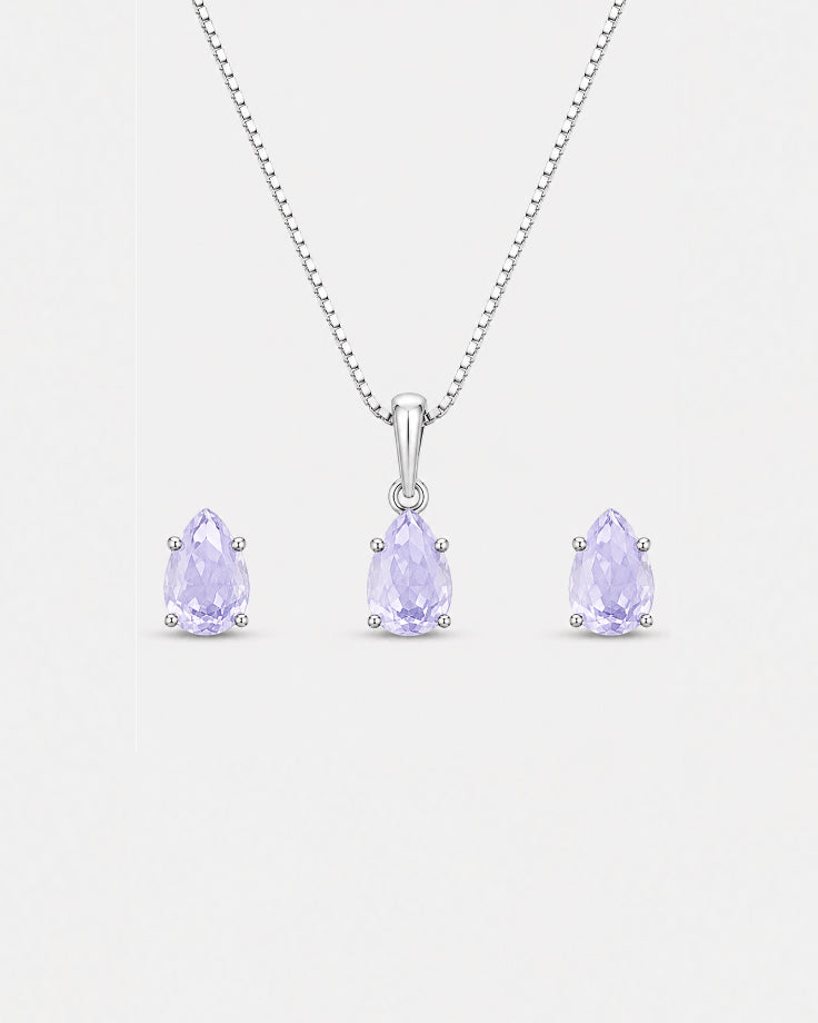Conjunto Feminino Vinland em Prata 925 com Zircônia Roxa