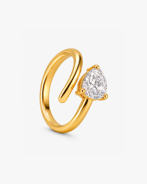 Anel Feminino Orbitis Aureum Banhado a Ouro 24k com Zircônia