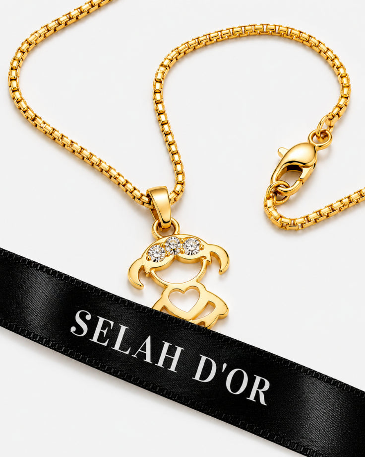 Colar Feminino Meinina Solitária de Mercúrio Banhada em ouro 24k sobre uma fita preta