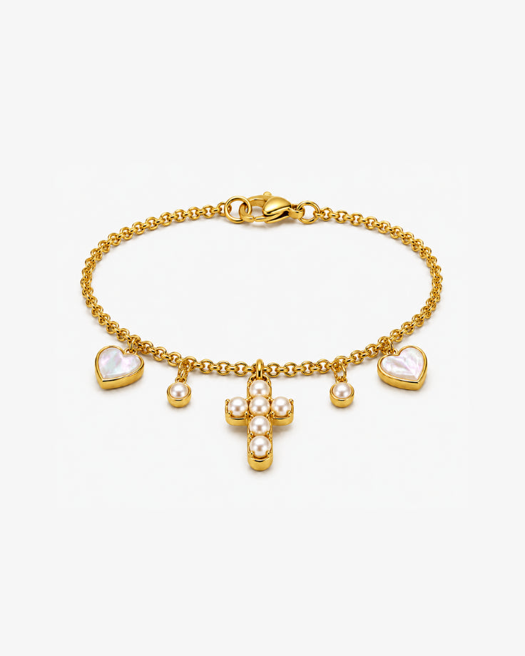 Pulseira Feminina Madre Pérola de Ilha Madagascar Banhada em ouro 24k