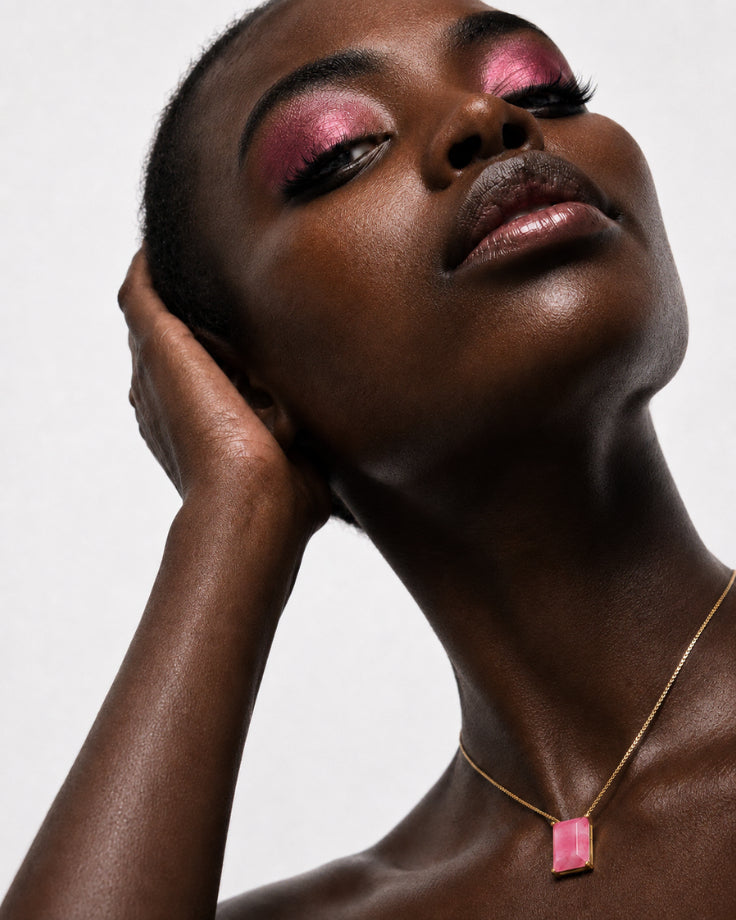 Colar Feminino Rhodon Banhado a Ouro 24k com Zircônia Rosa