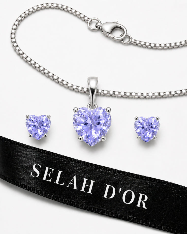 Conjunto Feminino Borealis em Prata 925 com Zircônia Lilás