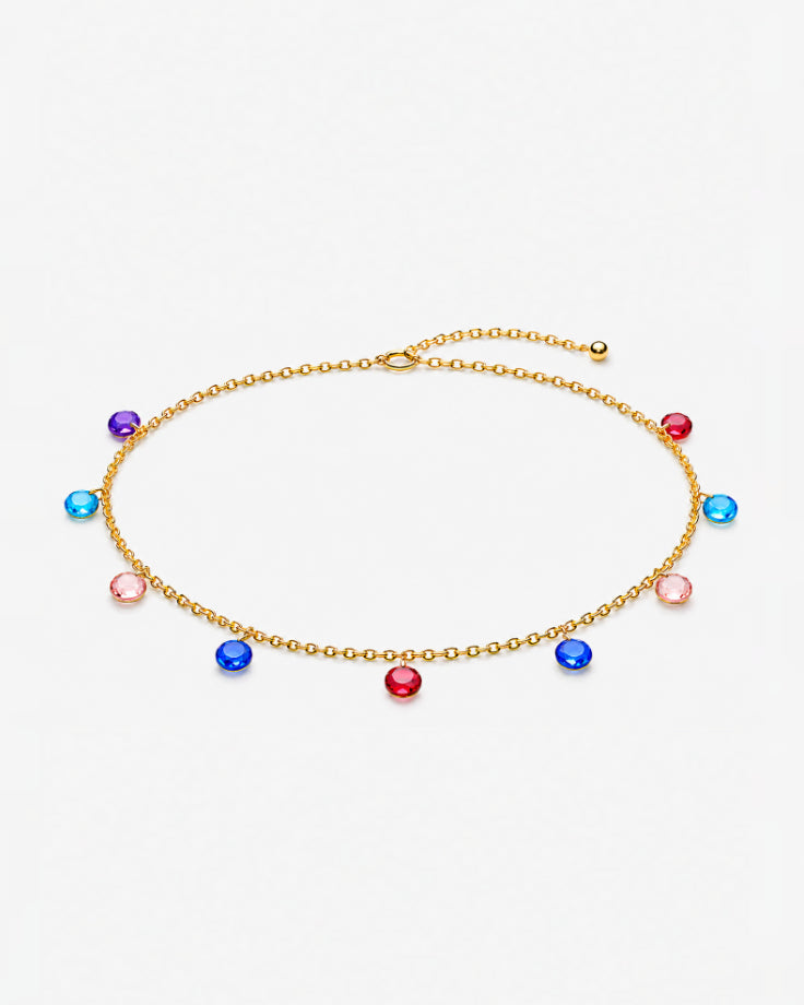 Colar Choker Aquarela em Ouro 24k com Zircônias Coloridas