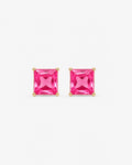 Brincos Femininos Socotra Banhados a Ouro 24k com Zircônia Rosa