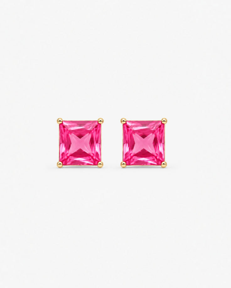 Brincos Femininos Socotra Banhados a Ouro 24k com Zircônia Rosa