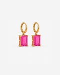 Brincos Femininos Karnak Banhados a Ouro 24k com Zircônia Rosa