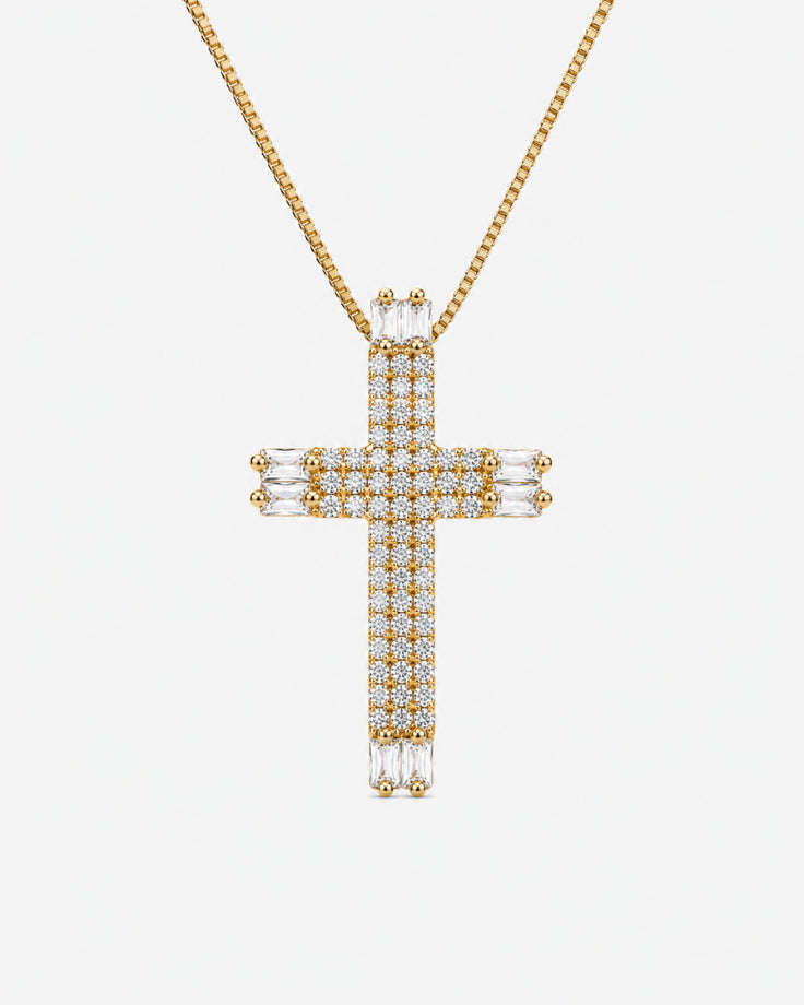 Colar Feminino Cruz Byzantium em Ouro 24k com Zircônia