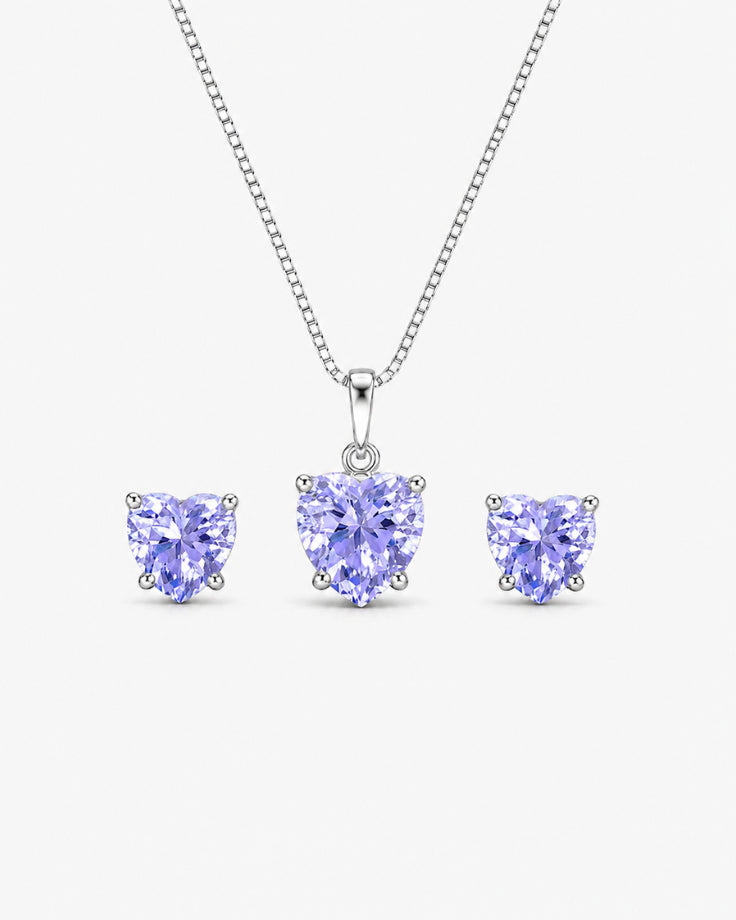 Conjunto Feminino Borealis em Prata 925 com Zircônia Lilás