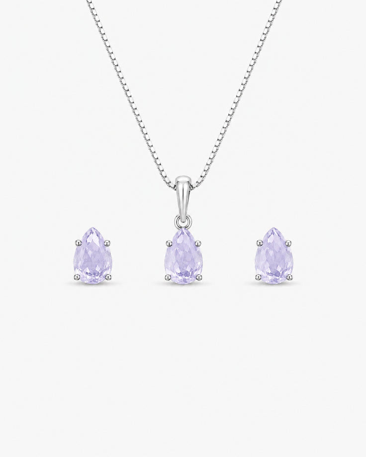 Conjunto Feminino Vinland em Prata 925 com Zircônia Roxa