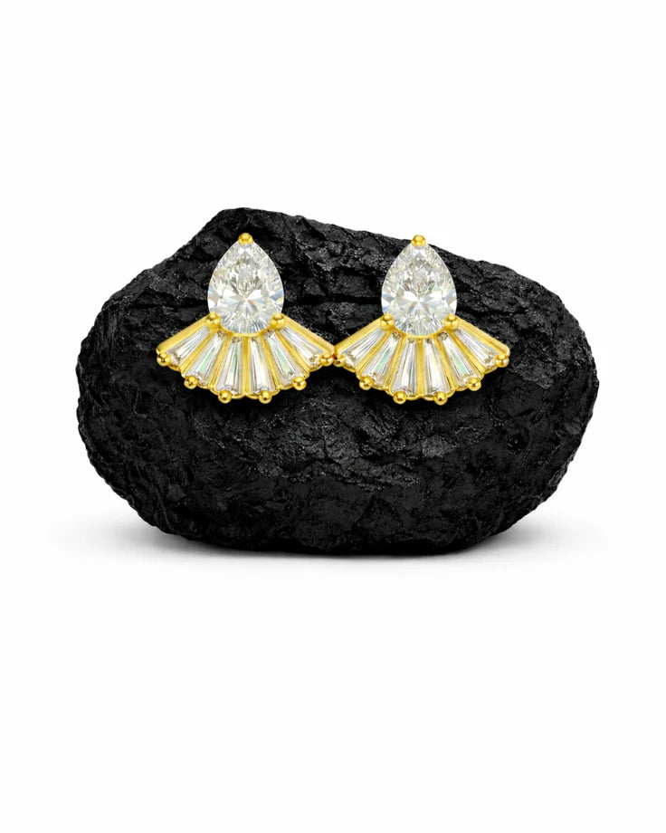 Brincos Femininos Alarivelle Banhados a Ouro 24k com Zircônia