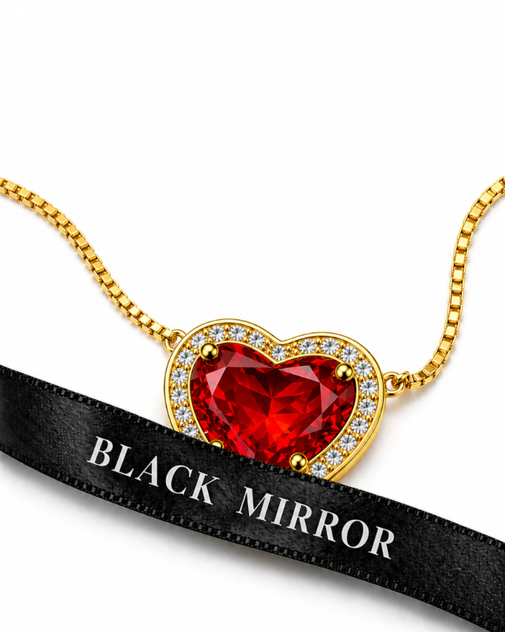 Colar Feminino Coração Vermelho com Zircônia Banhado a Ouro 24k