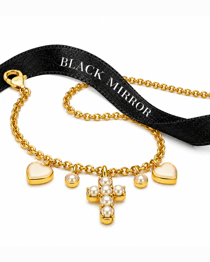 Pulseira Feminina Madre Pérola de Ilha Madagascar Banhada em ouro 24k